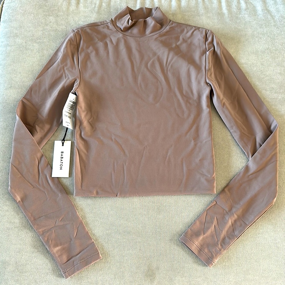 Aritzia Babaton Contour mock neck long sleeve - Warm Taupe 2XS